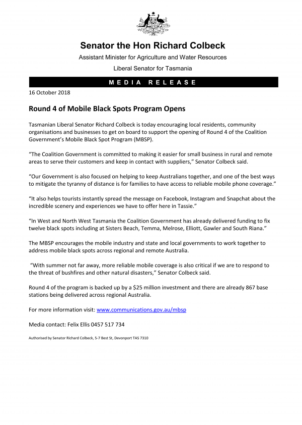 Round 4 of Mobile Black Spots Program Opens 
