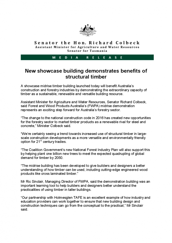 New showcase building demonstrates benefits of structural timber 