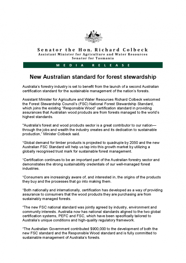 New Australian standard for forest stewardship 