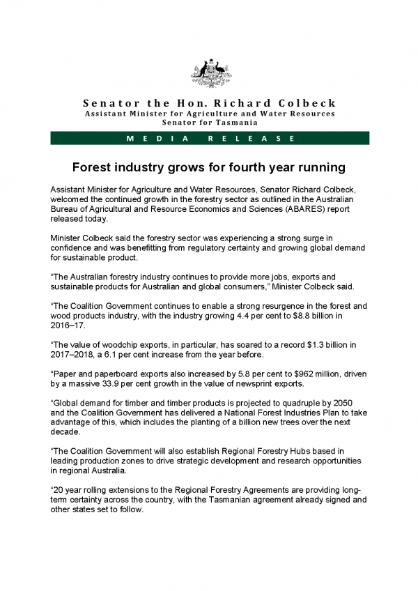 Forest industry grows for fourth year running 