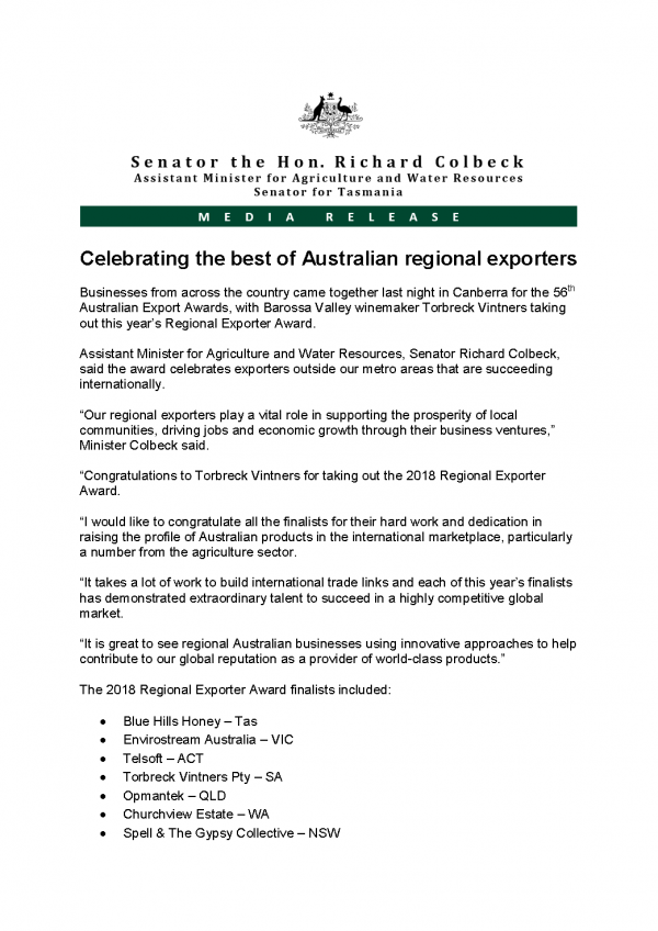 Celebrating the best of Australian regional exporters 