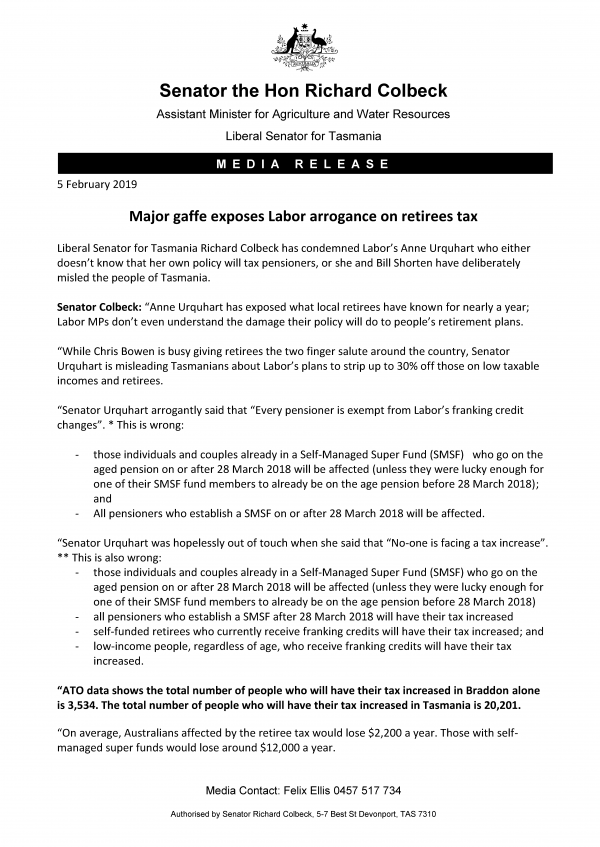 Major gaffe exposes Labor arrogance on retirees tax 