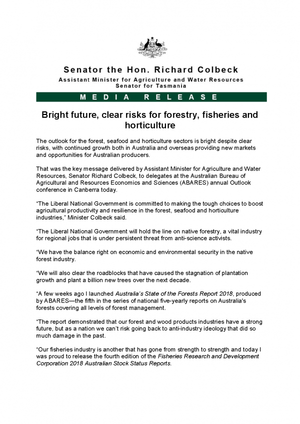 Bright future, clear risks for forestry, fisheries and horticulture 