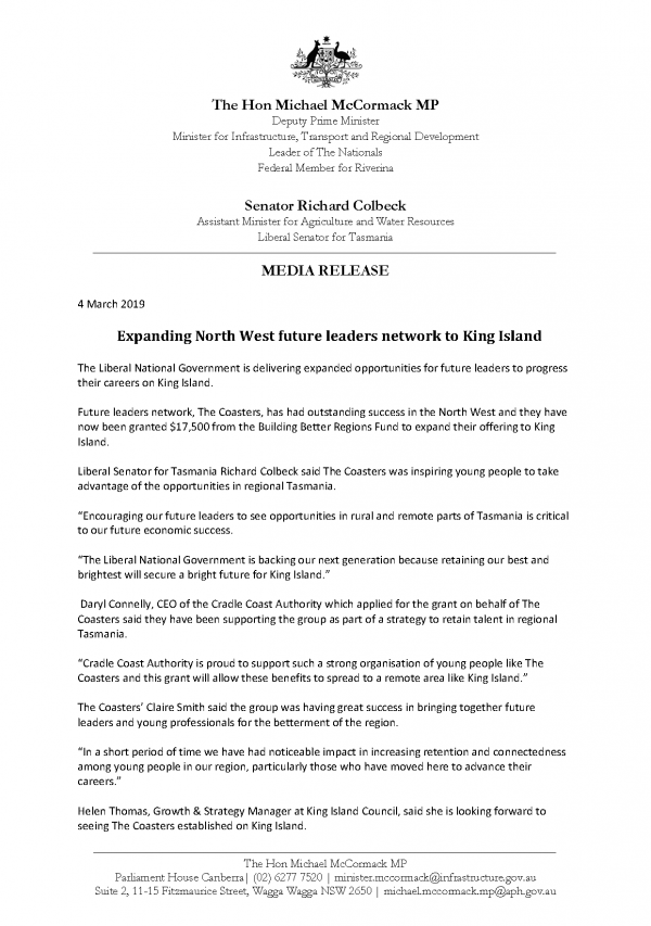 Expanding North West future leaders network to King Island 