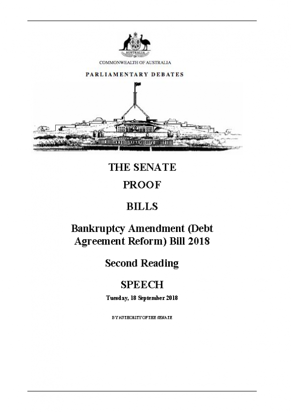 Bankruptcy Amendment (Debt Agreement Reform) Bill 2018 